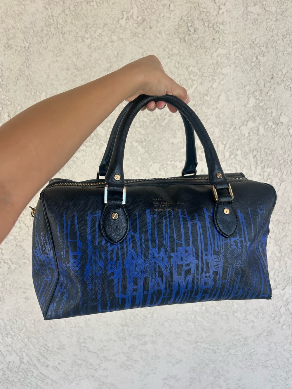 Vintage L.A.M.B. by Gwen Stefani Black and Blue Graffiti Drip